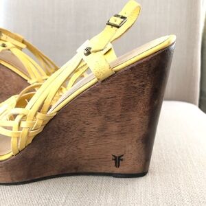 Frye Yellow Wedge Sandals - Jackie strappie sling back